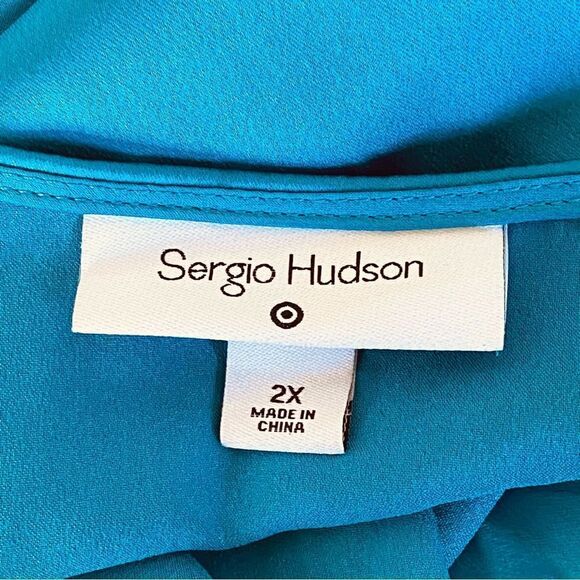 Sergio Hudson x Target Teal Crossover Satin Bodysuit Sz 2X - Picture 11 of 16
